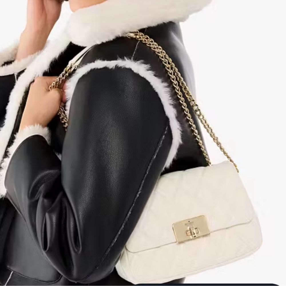 Kate Spade Carey Ivory Quilted Shoulder Bag with Gold Accents - New With Tags